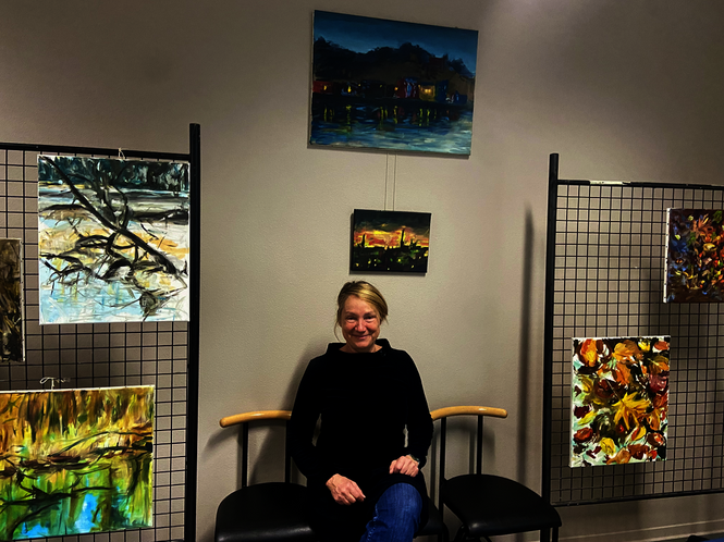 <em>Forêt du Rhin automne hiver, Lac gelé, Tobermory la nuit, Stockholm à minuit en juin, Feuilles d’automne & Sandrine Wolff</em>